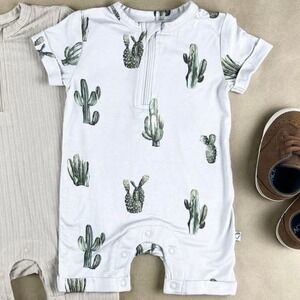 Annie Bean & Co. Cactus Romper Zipper Bamboo Blend Short Sleeve 18-24 Months‎